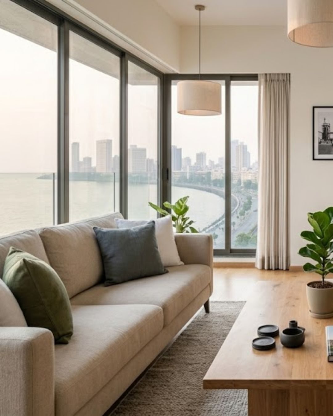 Keyhold-managed Bandra 2BHK living room